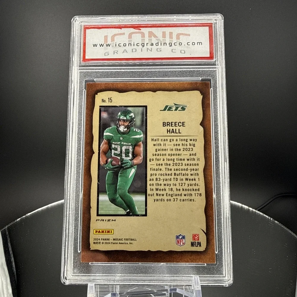 Breece Hall‎ Graded 9 ! 2024 Panini Mosaic - Notoriety !